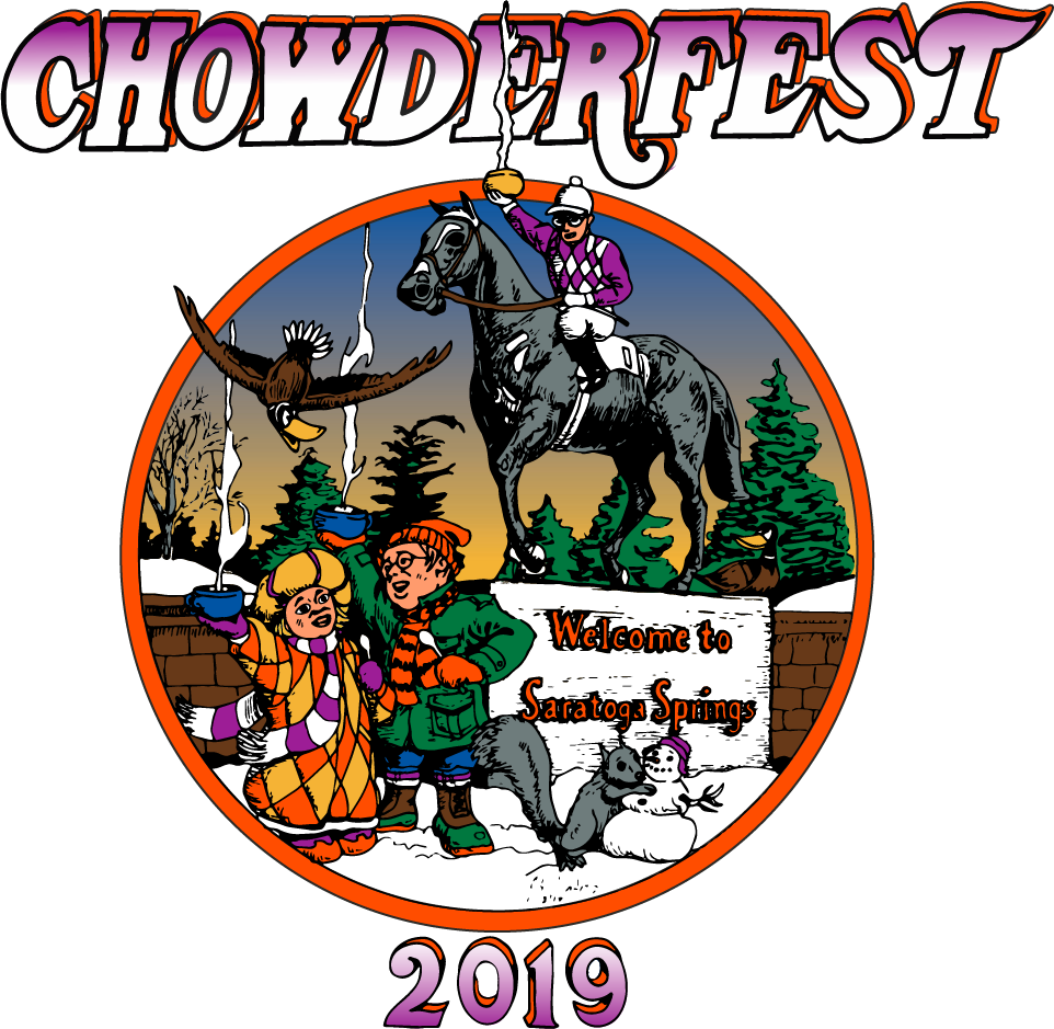 Saratoga Chowderfest 2019 logo and Native Dancer illustration