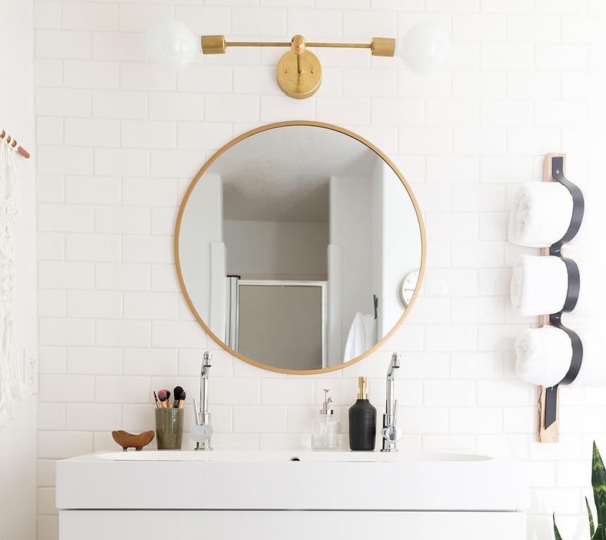 White vanity in a bathroom