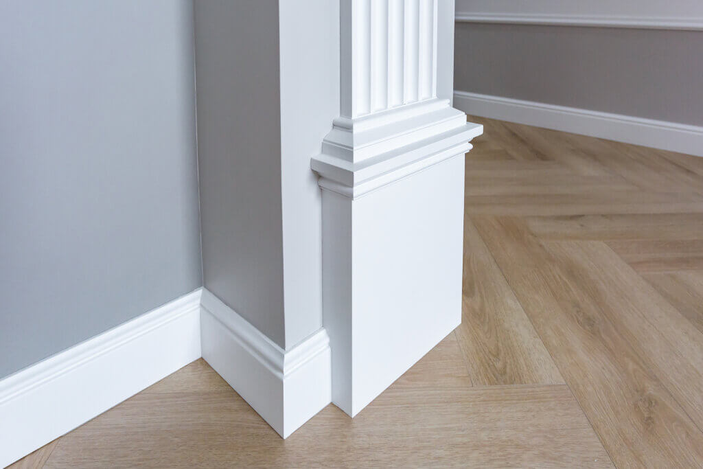 White trim on a gray wall
