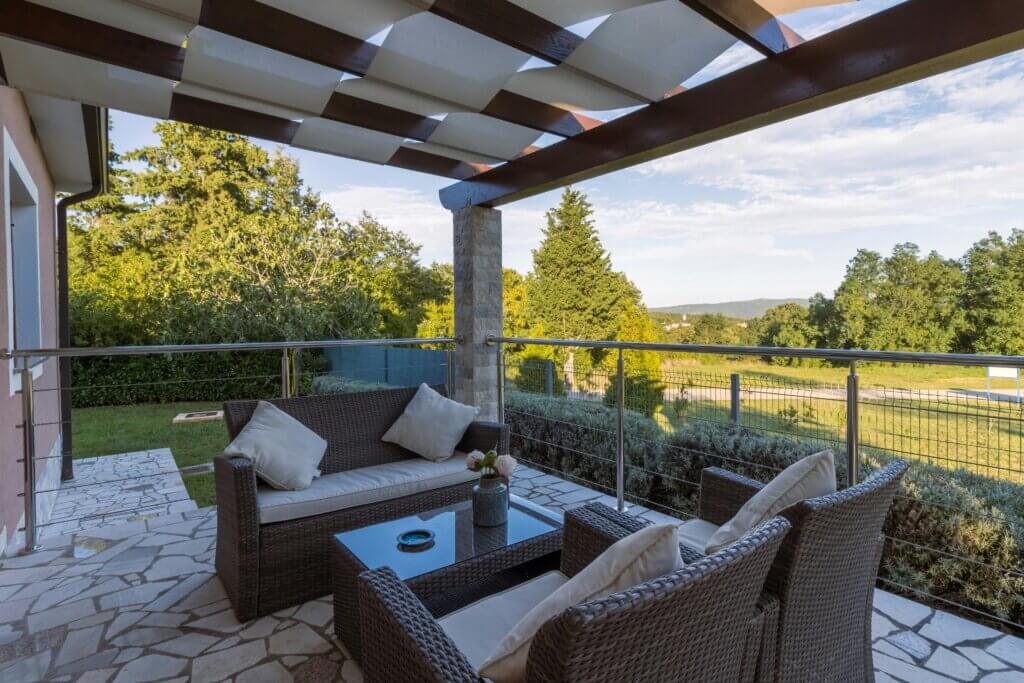 Outdoor furniture on a patio